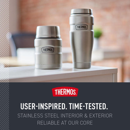 Stainless King Vacuum-Insulated Food Jar with Spoon, 16 Ounce, Matte Stainless Steel